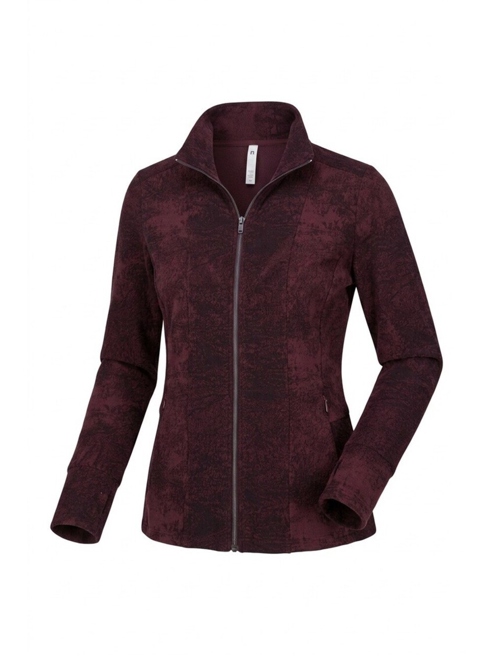 Athleta Women’s M Burgundy Black Abstract Print Full Zip Track Jacket Thumbholes